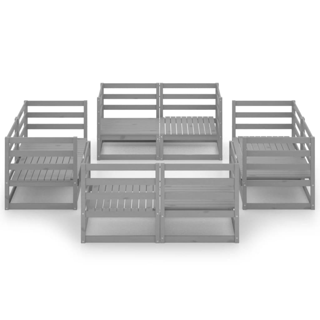 8-tlg. Garten-Lounge-Set Grau Massivholz Kiefer - Pazzar.ch