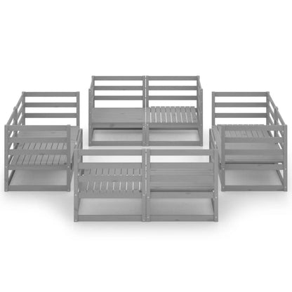 8-tlg. Garten-Lounge-Set Grau Massivholz Kiefer - Pazzar.ch