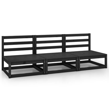 Outdoor-Sofa 3-Sitzer Schwarz Massivholz Kiefer - Pazzar.ch