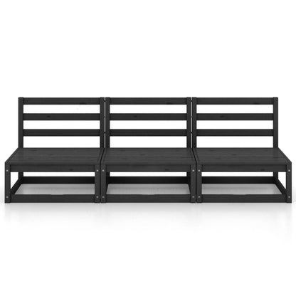 Outdoor-Sofa 3-Sitzer Schwarz Massivholz Kiefer - Pazzar.ch