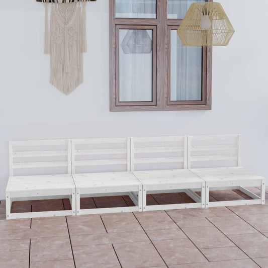Outdoor-Sofa 4-Sitzer Weiß Massivholz Kiefer - Pazzar.ch