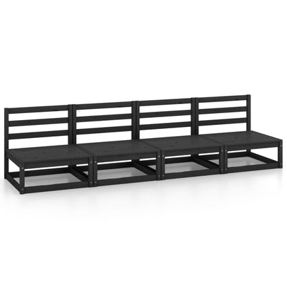 Outdoor-Sofa 4-Sitzer Schwarz Massivholz Kiefer - Pazzar.ch