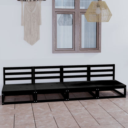 Outdoor-Sofa 4-Sitzer Schwarz Massivholz Kiefer - Pazzar.ch