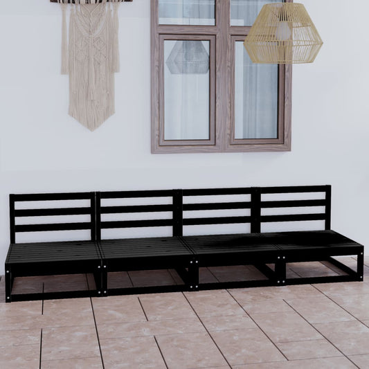 Outdoor-Sofa 4-Sitzer Schwarz Massivholz Kiefer - Pazzar.ch