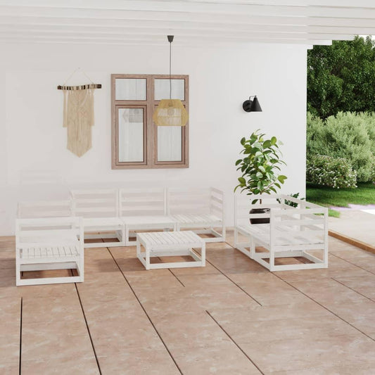 8-tlg. Garten-Lounge-Set Weiß Massivholz Kiefer - Pazzar.ch