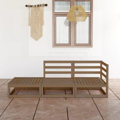 3-tlg. Garten-Lounge-Set Honigbraun Massivholz Kiefer - Pazzar.ch
