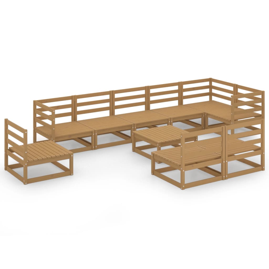 10-tlg. Garten-Lounge-Set Honigbraun Massivholz Kiefer - Pazzar.ch