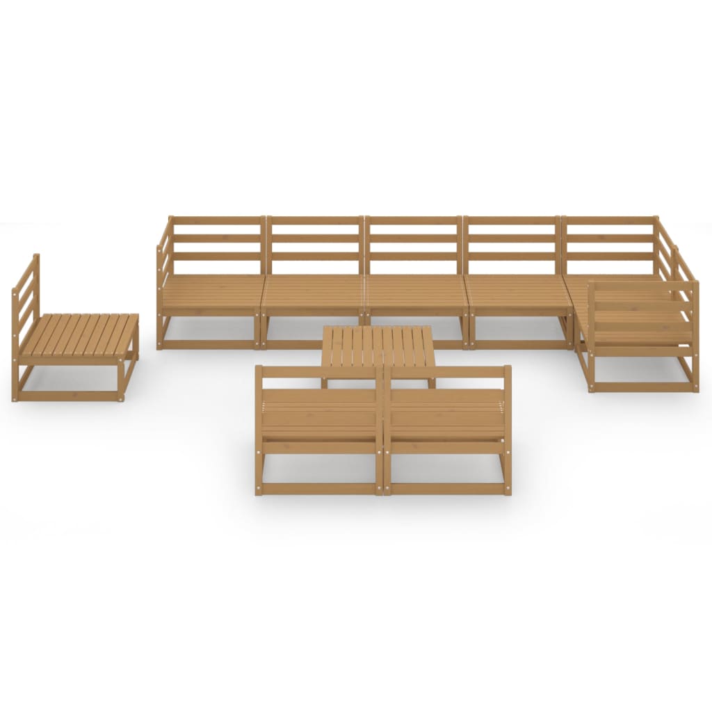 10-tlg. Garten-Lounge-Set Honigbraun Massivholz Kiefer - Pazzar.ch