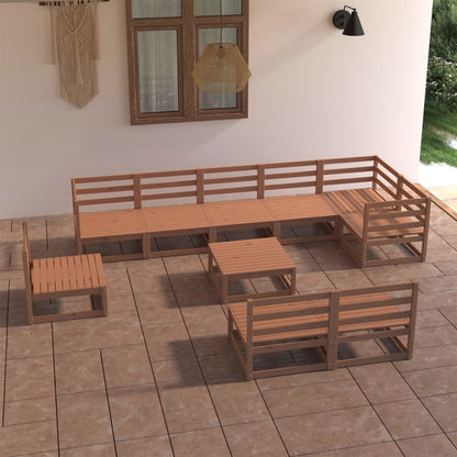 10-tlg. Garten-Lounge-Set Honigbraun Massivholz Kiefer - Pazzar.ch
