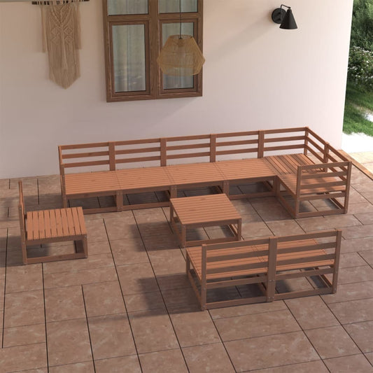 10-tlg. Garten-Lounge-Set Honigbraun Massivholz Kiefer - Pazzar.ch