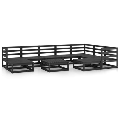 10-tlg. Garten-Lounge-Set Schwarz Massivholz Kiefer - Pazzar.ch