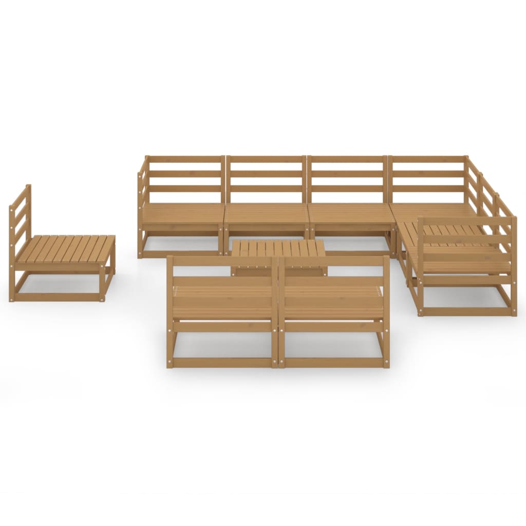 10-tlg. Garten-Lounge-Set Honigbraun Massivholz Kiefer - Pazzar.ch
