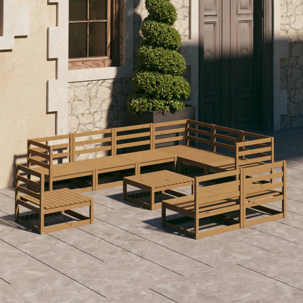 10-tlg. Garten-Lounge-Set Honigbraun Massivholz Kiefer - Pazzar.ch