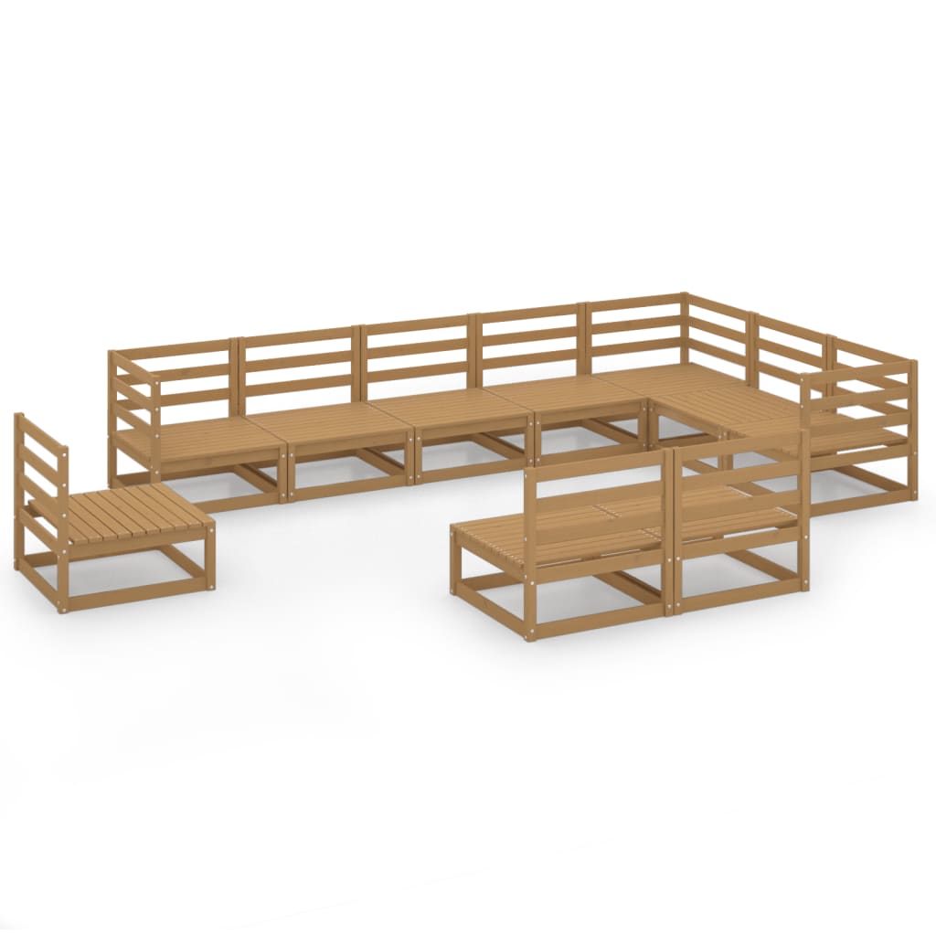 10-tlg. Garten-Lounge-Set Honigbraun Massivholz Kiefer - Pazzar.ch