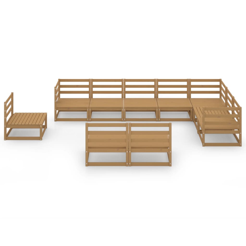 10-tlg. Garten-Lounge-Set Honigbraun Massivholz Kiefer - Pazzar.ch