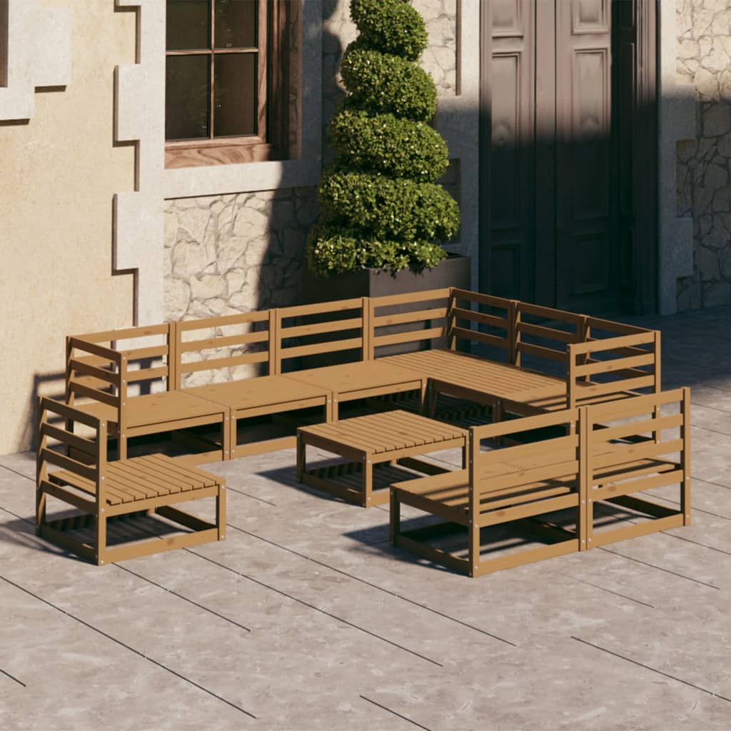 10-tlg. Garten-Lounge-Set Honigbraun Massivholz Kiefer - Pazzar.ch