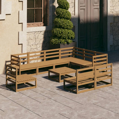 10-tlg. Garten-Lounge-Set Honigbraun Massivholz Kiefer - Pazzar.ch