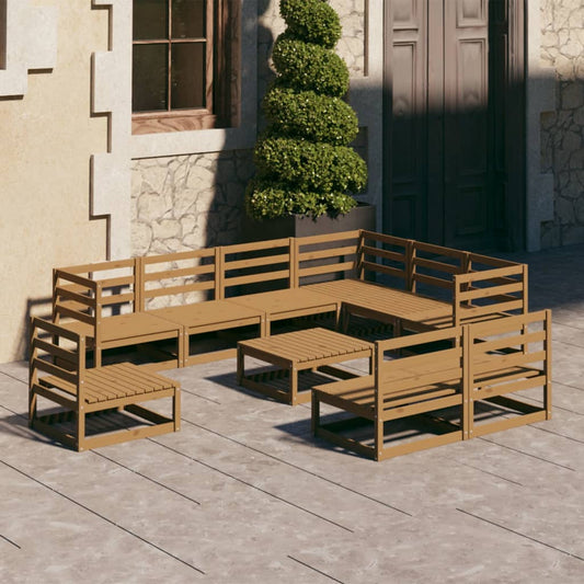 10-tlg. Garten-Lounge-Set Honigbraun Massivholz Kiefer - Pazzar.ch
