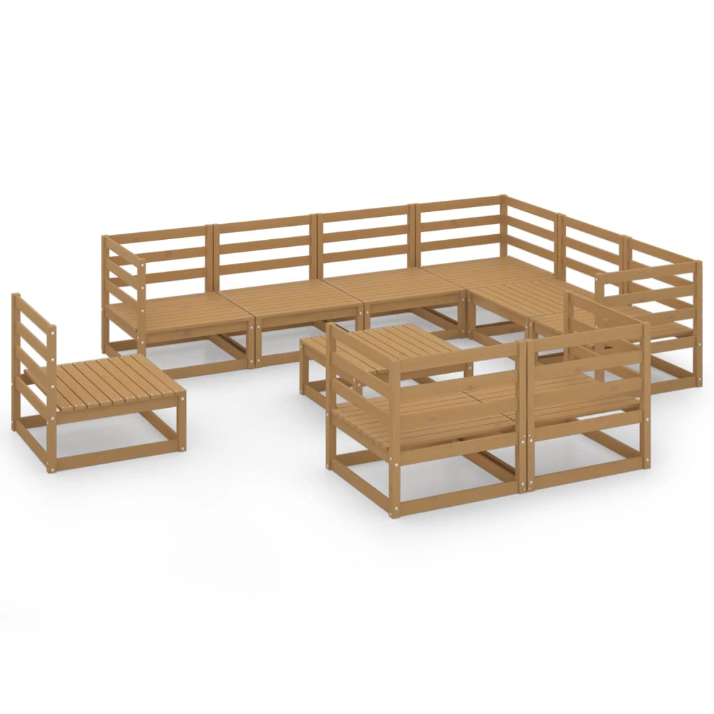 10-tlg. Garten-Lounge-Set Honigbraun Massivholz Kiefer - Pazzar.ch