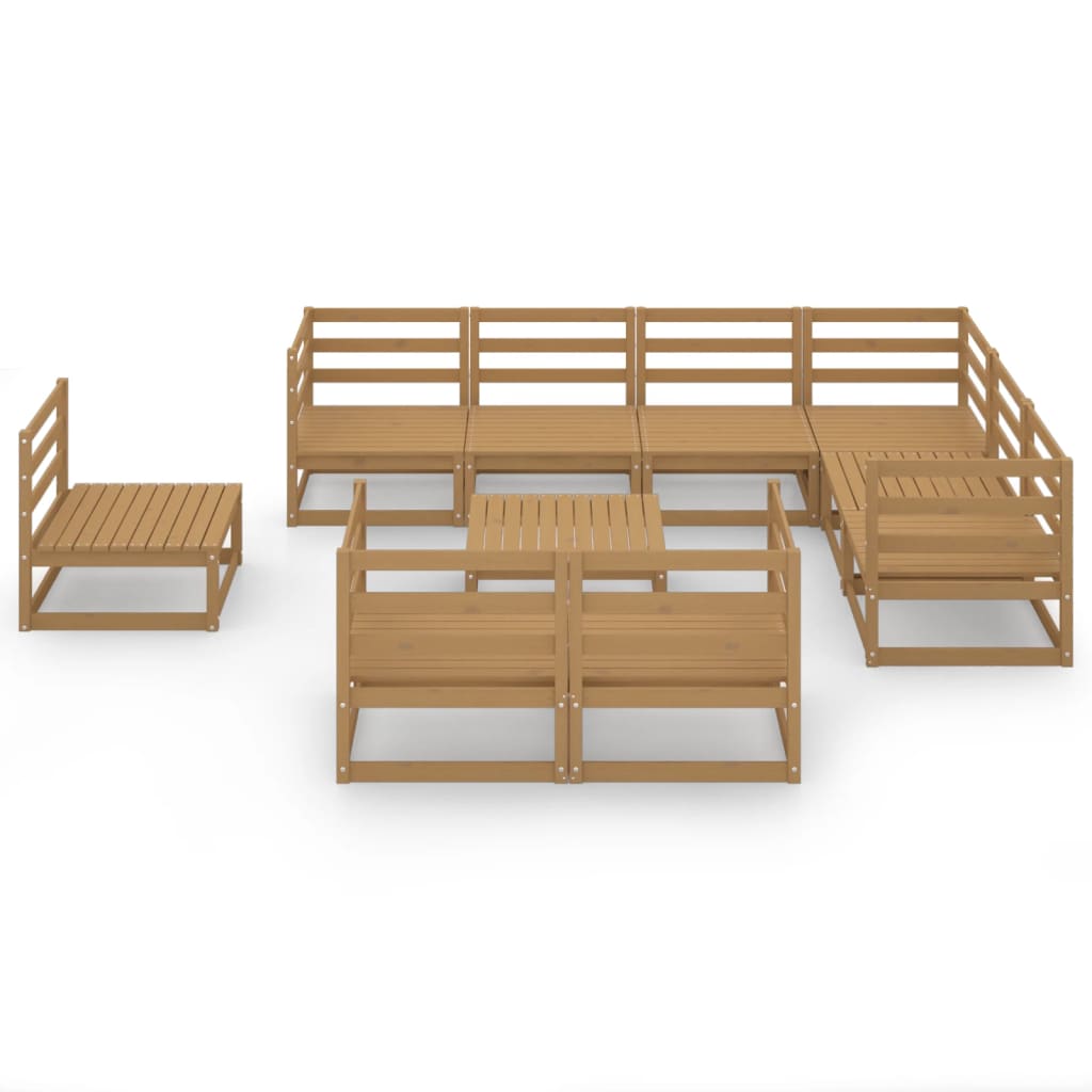 10-tlg. Garten-Lounge-Set Honigbraun Massivholz Kiefer - Pazzar.ch