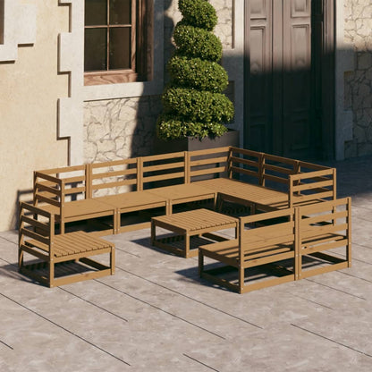 10-tlg. Garten-Lounge-Set Honigbraun Massivholz Kiefer - Pazzar.ch