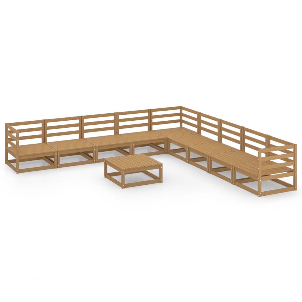 10-tlg. Garten-Lounge-Set Honigbraun Massivholz Kiefer - Pazzar.ch