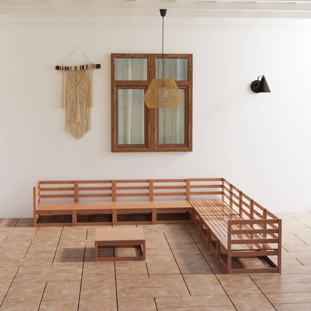 10-tlg. Garten-Lounge-Set Honigbraun Massivholz Kiefer - Pazzar.ch