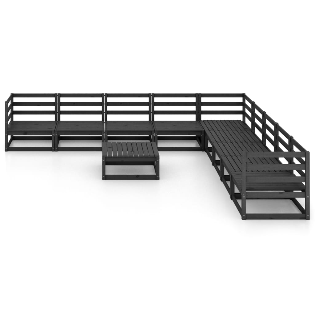 10-tlg. Garten-Lounge-Set Schwarz Massivholz Kiefer - Pazzar.ch