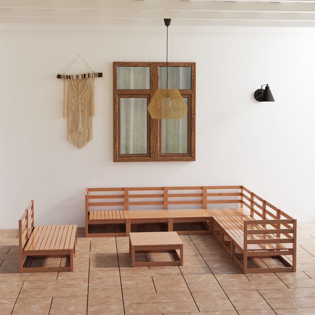 10-tlg. Garten-Lounge-Set Honigbraun Massivholz Kiefer - Pazzar.ch