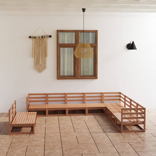 10-tlg. Garten-Lounge-Set Honigbraun Massivholz Kiefer - Pazzar.ch