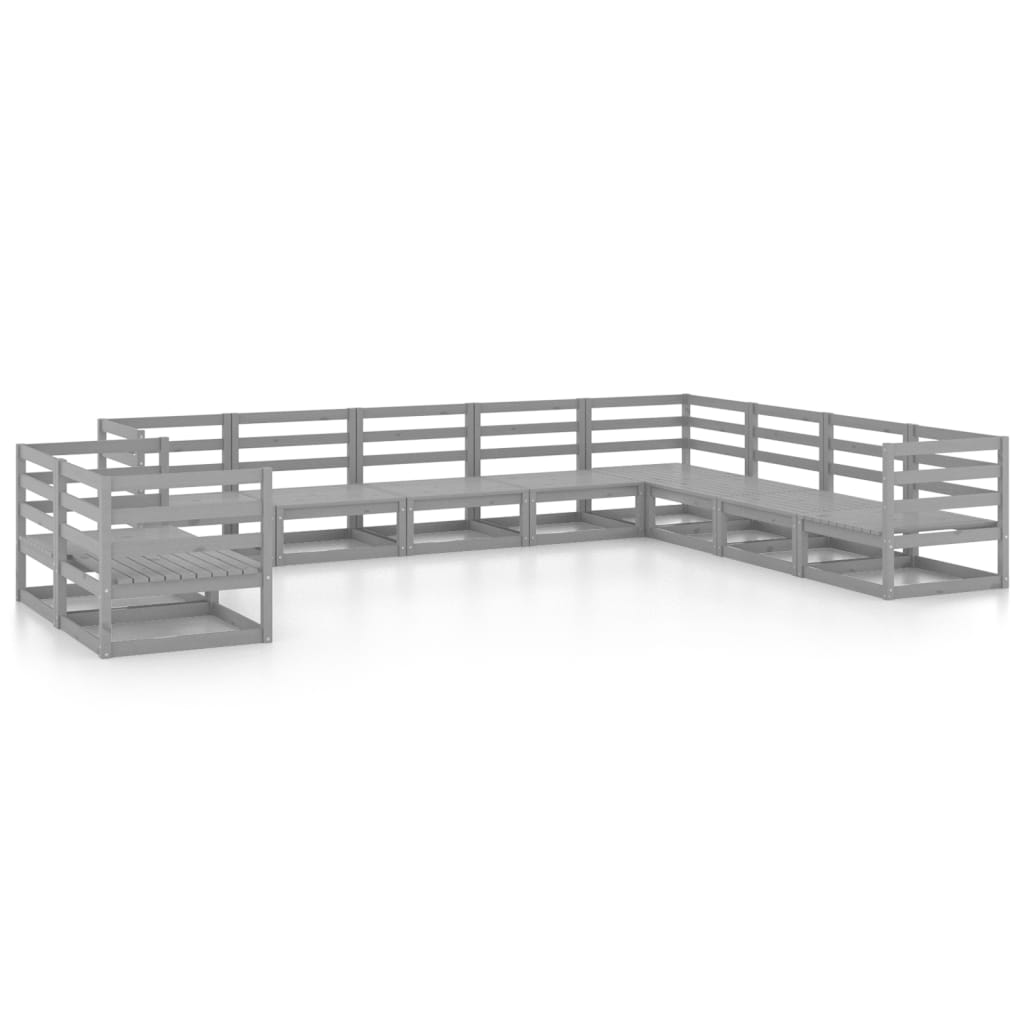 10-tlg. Garten-Lounge-Set Grau Kiefer Massivholz - Pazzar.ch