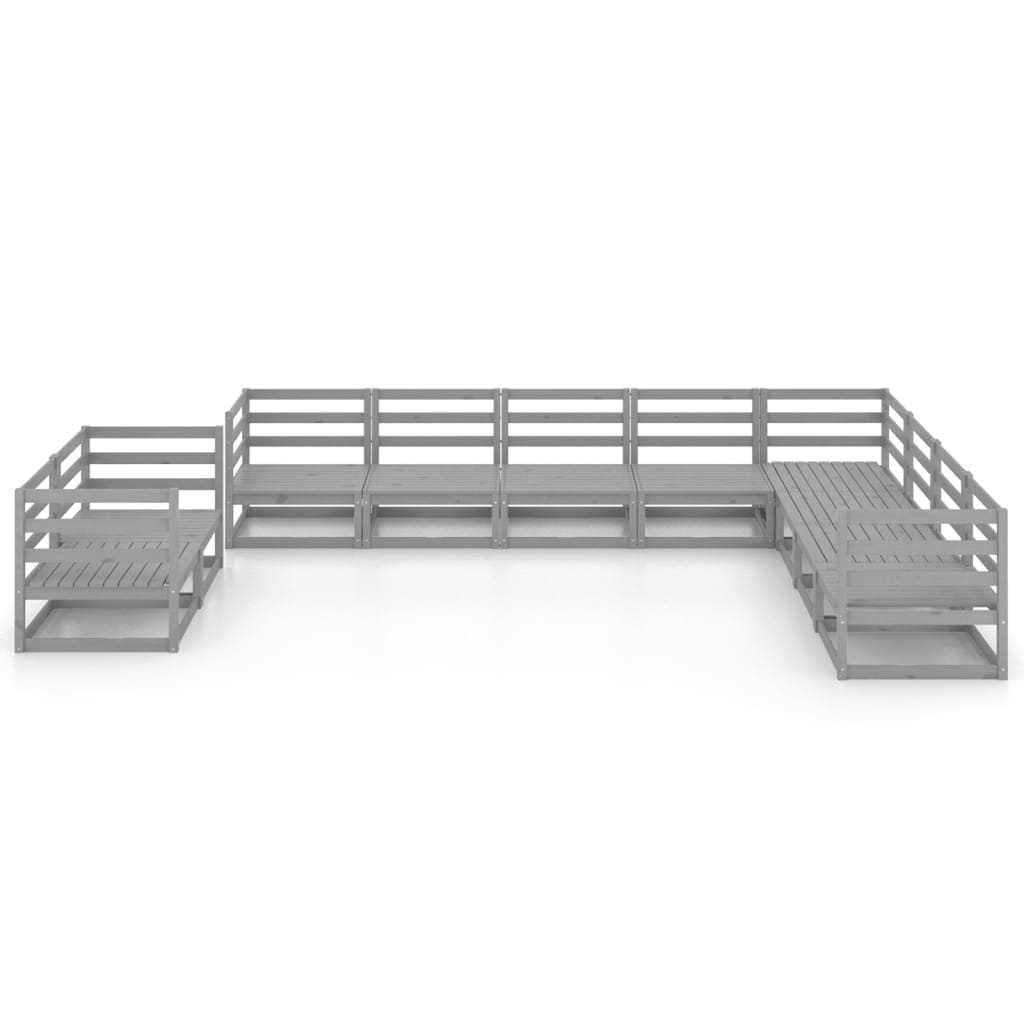 10-tlg. Garten-Lounge-Set Grau Kiefer Massivholz - Pazzar.ch