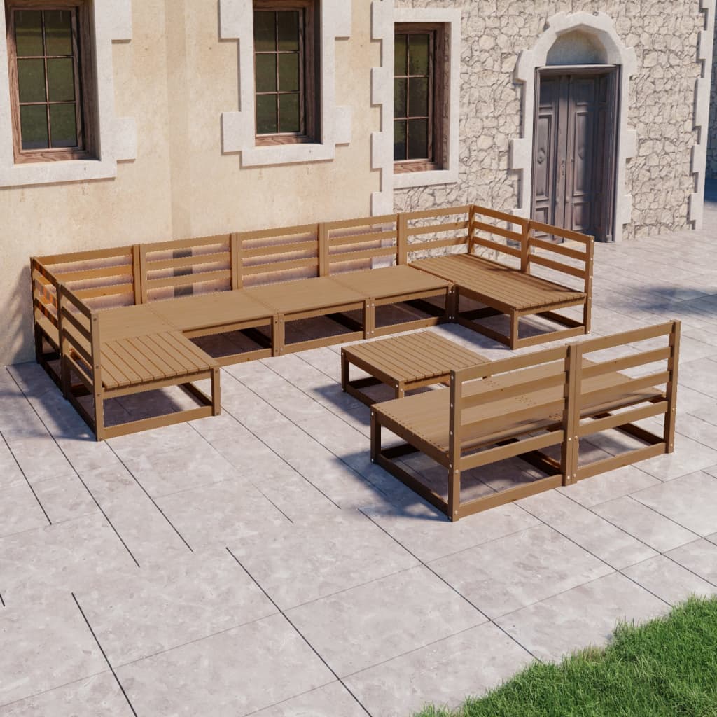 10-tlg. Garten-Lounge-Set Massivholz Kiefer - Pazzar.ch