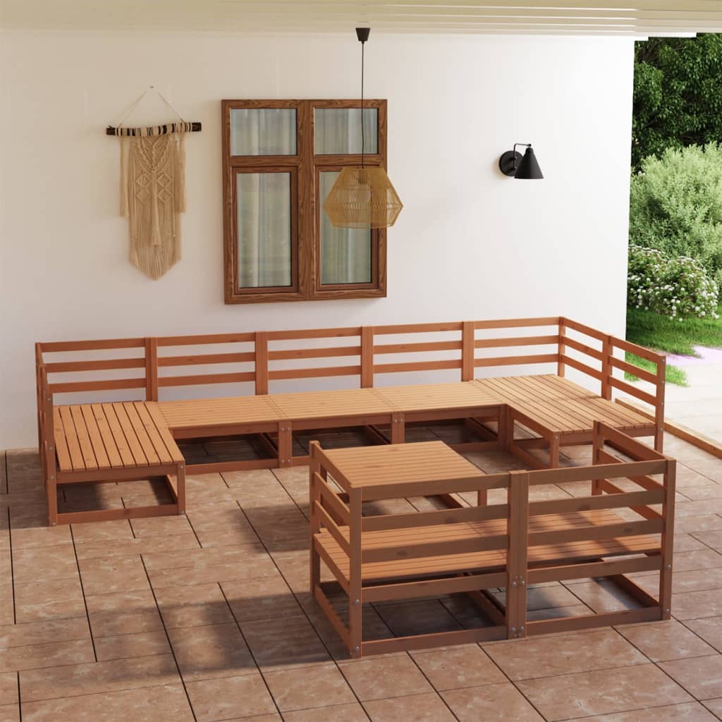 10-tlg. Garten-Lounge-Set Massivholz Kiefer - Pazzar.ch