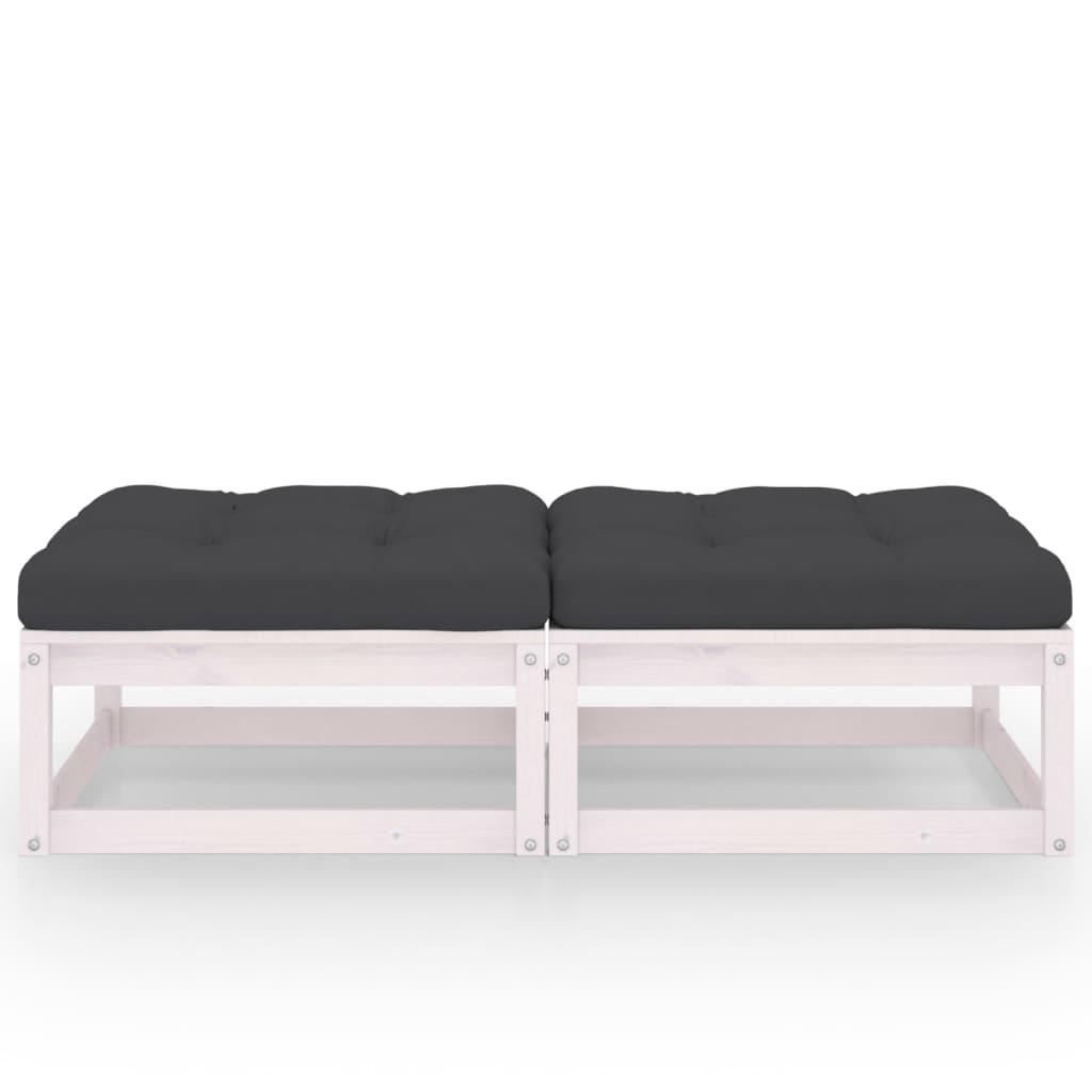 Garten-Fußhocker mit Kissen 2 Stk. Massivholz Kiefer