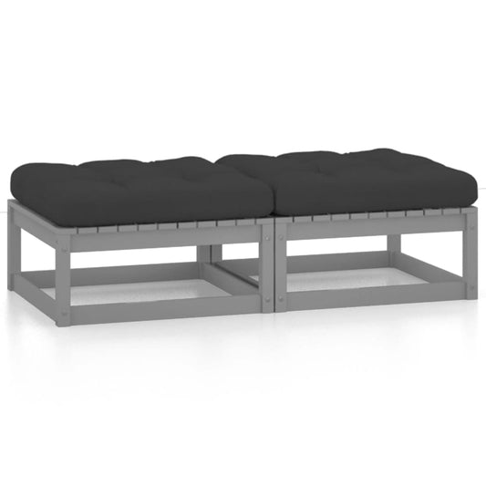 Gartenhocker mit Kissen 2 Stk. Massivholz Kiefer - Pazzar.ch