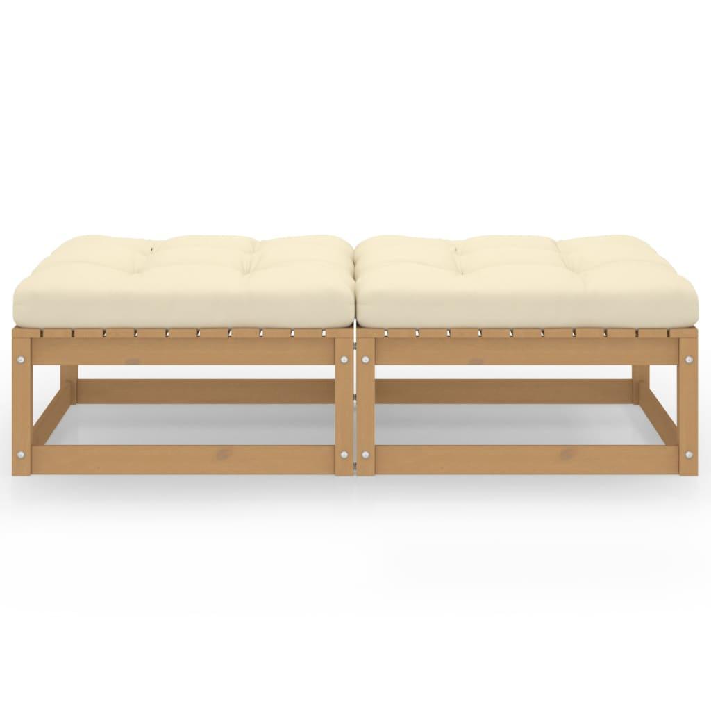 Garten-Fußhocker mit Kissen 2 Stk. Massivholz Kiefer