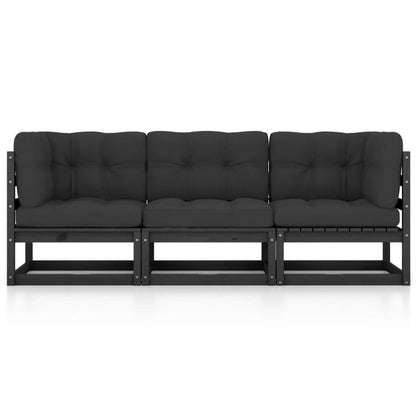 3-Sitzer-Gartensofa mit Kissen Kiefer Massivholz - Pazzar.ch