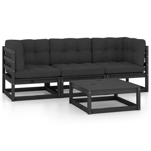 4-tlg. Garten-Lounge-Set mit Kissen Kiefer Massivholz - Pazzar.ch