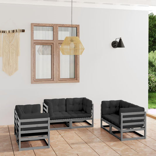 6-tlg. Garten-Lounge-Set mit Kissen Kiefer Massivholz - Pazzar.ch