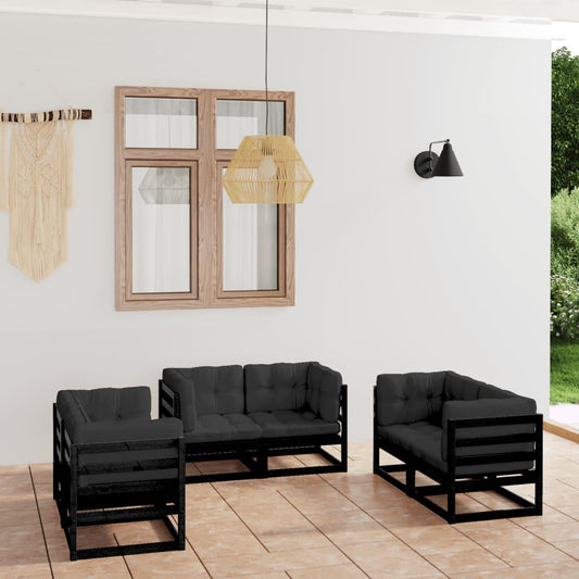 6-tlg. Garten-Lounge-Set mit Kissen Kiefer Massivholz - Pazzar.ch