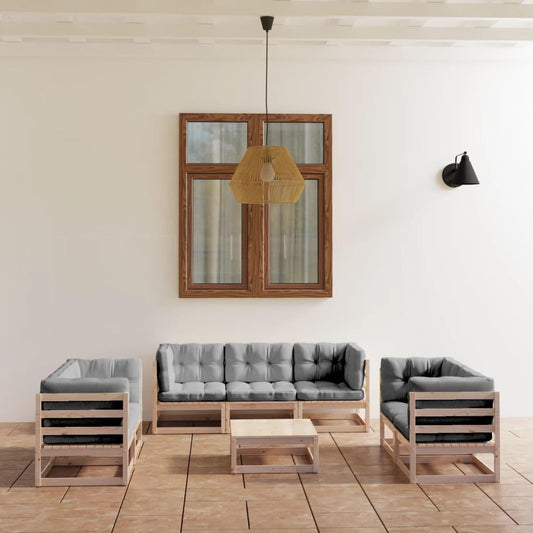 8-tlg. Garten-Lounge-Set mit Kissen Kiefer Massivholz - Pazzar.ch
