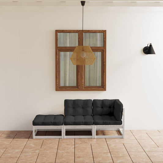 3-tlg. Garten-Lounge-Set mit Kissen Kiefer Massivholz - Pazzar.ch