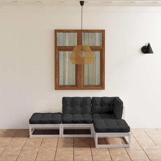4-tlg. Garten-Lounge-Set mit Kissen Kiefer Massivholz - Pazzar.ch