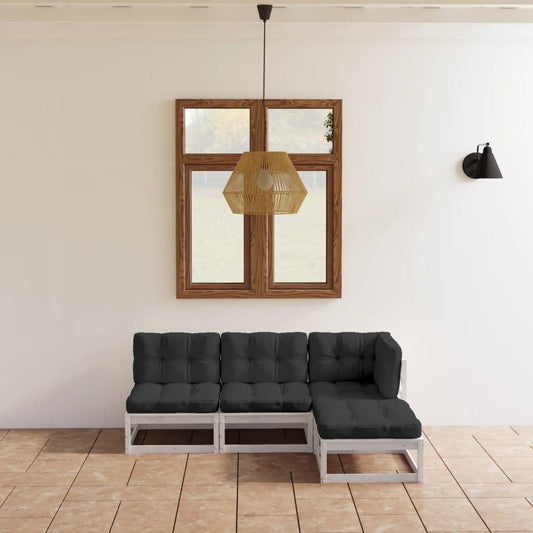4-tlg. Garten-Lounge-Set mit Kissen Kiefer Massivholz - Pazzar.ch