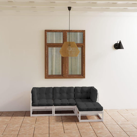 4-tlg. Garten-Lounge-Set mit Kissen Kiefer Massivholz - Pazzar.ch