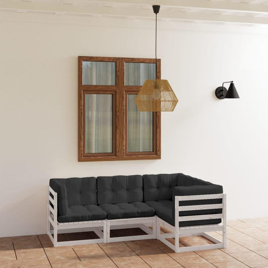 4-tlg. Garten-Lounge-Set mit Kissen Kiefer Massivholz - Pazzar.ch
