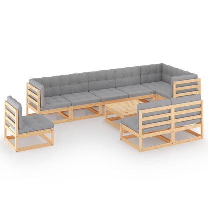 10-tlg. Garten-Lounge-Set mit Kissen Massivholz Kiefer - Pazzar.ch