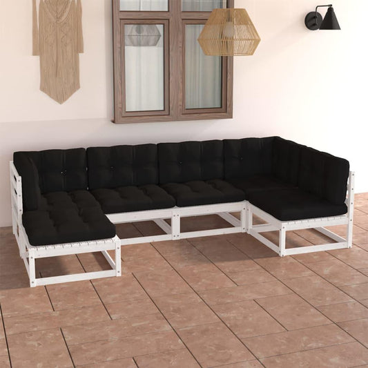 6-tlg. Garten-Lounge-Set mit Kissen Massivholz Kiefer - Pazzar.ch