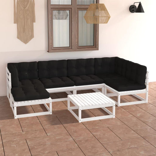 7-tlg. Garten-Lounge-Set mit Kissen Massivholz Kiefer - Pazzar.ch